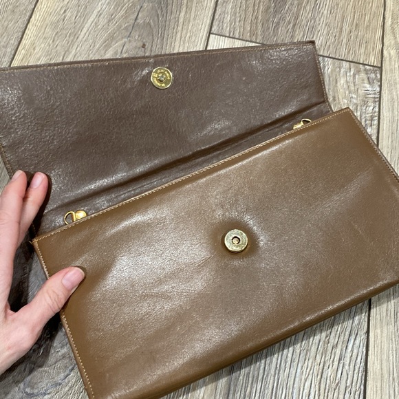 JASMIN VTG Snakeskin Brown Leather Snap Clutch - Picture 6 of 11